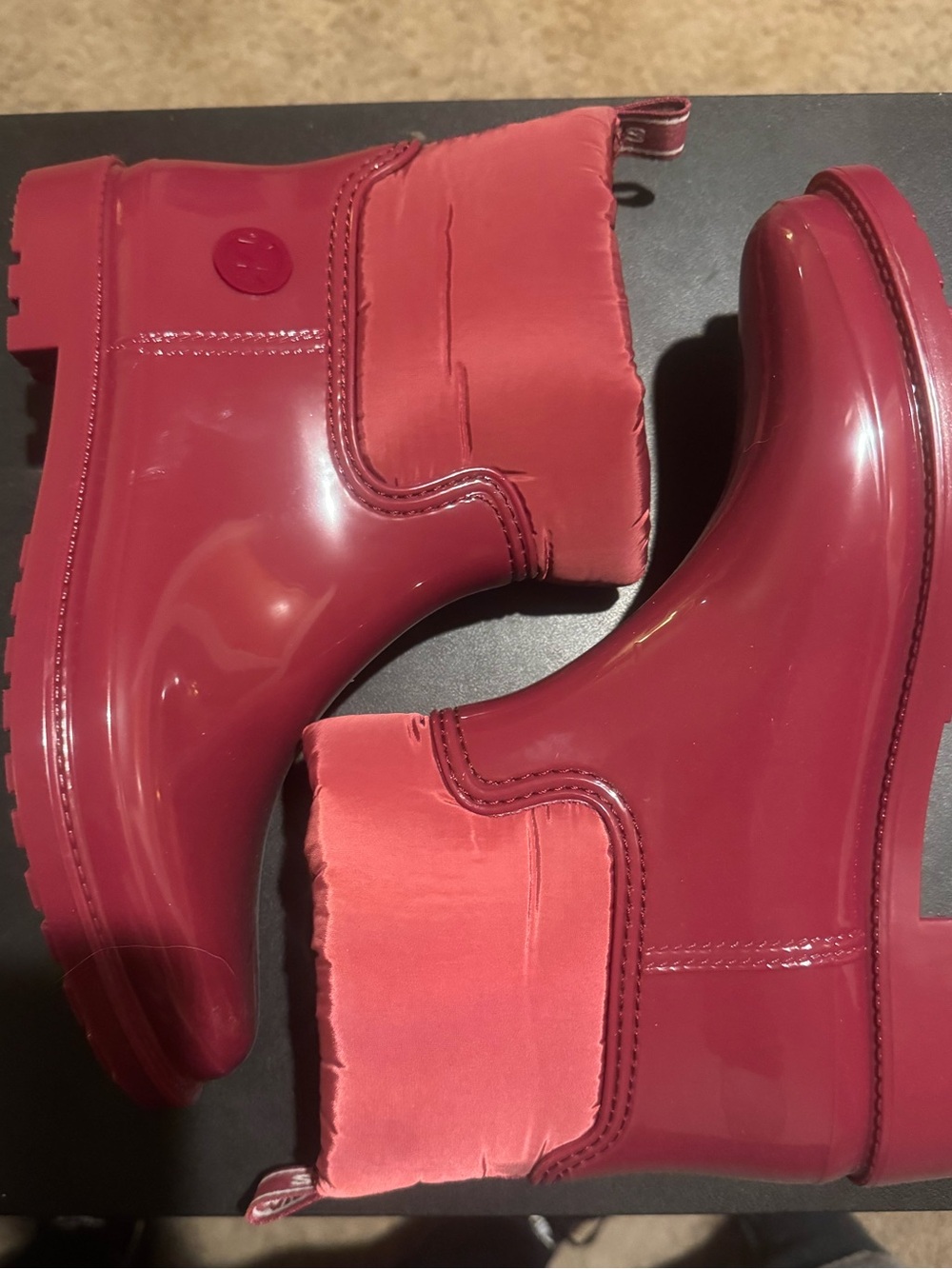 Michael Kors Glossy Berry Chelsea Rain Ankle Boots